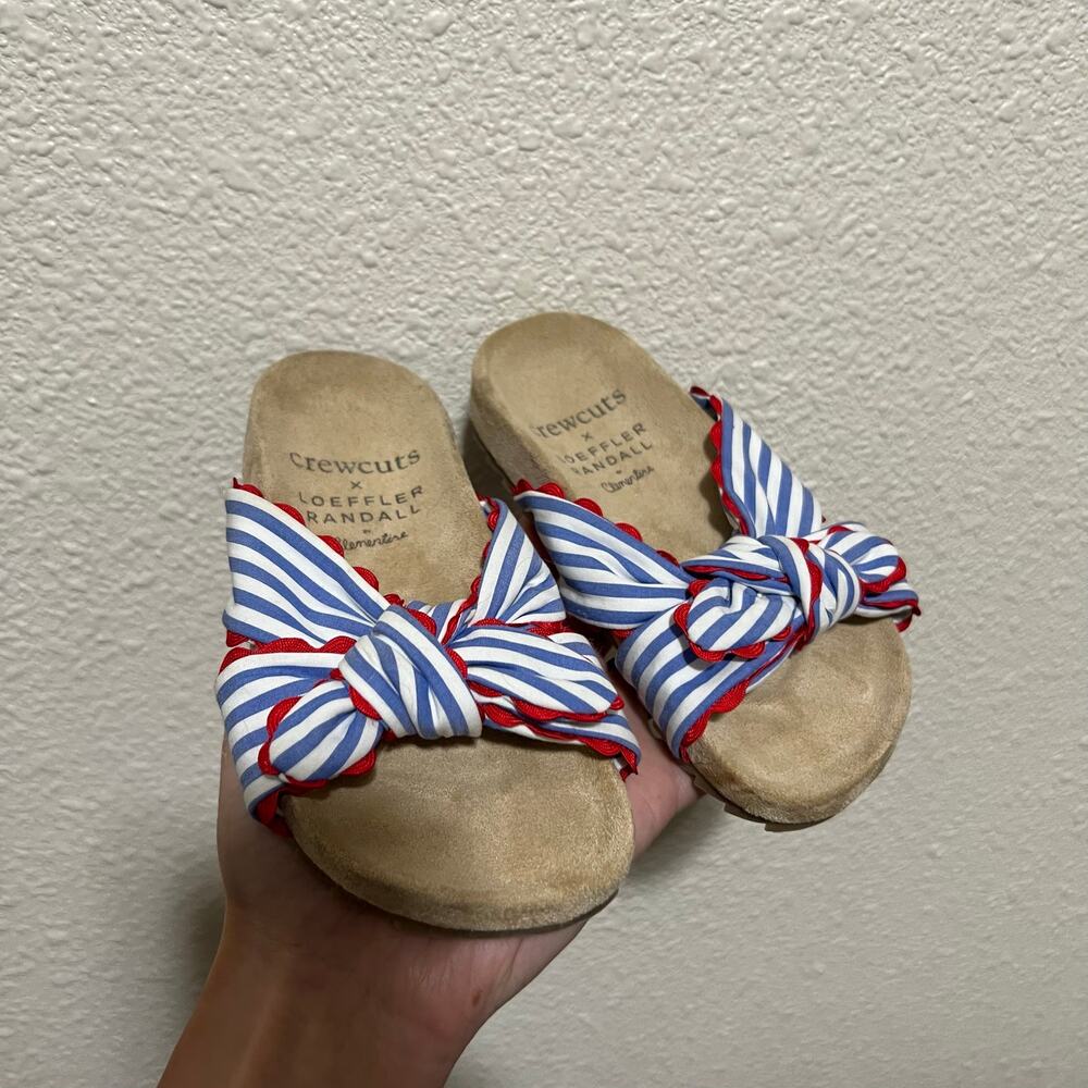 Crewcuts x Loeffler Randall by Clementine striped knotted sandal scalloped K8
